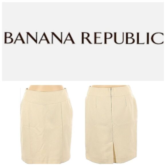 Banana Republic Khaki Stretch Cotton Pencil Skirt - Picture 1 of 14